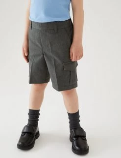 M&S Collection 2pk Boys' Regular Leg Cargo School Shorts (2-14 Yrs) -Outlet The Tidy Tots Store SD 04 T76 4953 T0 X EC 1