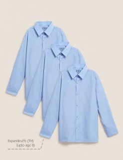 M&S Collection 3pk Boys' Slim Fit Easy Iron School Shirts (2-16 Yrs) -Outlet The Tidy Tots Store SD 04 T76 5718 E0 X EC 90