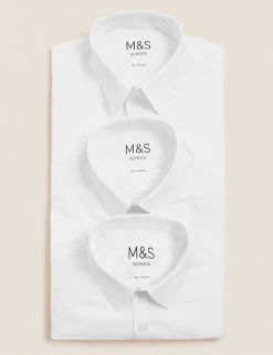M&S Collection 3pk Boys' Slim Fit Easy Iron School Shirts (2-16 Yrs) -Outlet The Tidy Tots Store SD 04 T76 5718 Z0 X EC 7