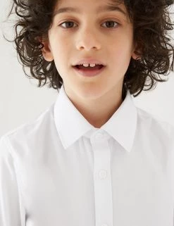 M&S Collection 3pk Boys' Plus Fit Easy Iron School Shirts (4-18 Yrs) -Outlet The Tidy Tots Store SD 04 T76 5719P Z0 X EC 1