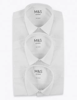 M&S Collection 3pk Boys' Plus Fit Easy Iron School Shirts (4-18 Yrs) -Outlet The Tidy Tots Store SD 04 T76 5719P Z0 X EC 9