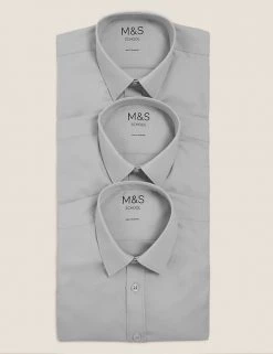 M&S Collection 3pk Boys' Easy Iron School Shirts (2-16 Yrs) -Outlet The Tidy Tots Store SD 04 T76 5719 T0 X EC 7