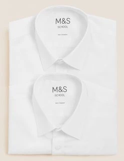 M&S Collection 2pk Boys' Non-Iron School Shirts (2-18 Yrs) -Outlet The Tidy Tots Store SD 04 T76 5768 Z0 X EC 7