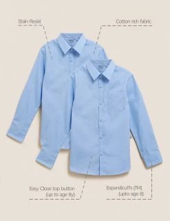 M&S Collection 2pk Boys' Slim Fit Non-Iron School Shirts (2-18 Yrs) -Outlet The Tidy Tots Store SD 04 T76 5769 E0 X EC 90