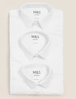 M&S Collection 3pk Boys' Easy Dressing Easy Iron School Shirts (3-18 Yrs) -Outlet The Tidy Tots Store SD 04 T76 5776 Z0 X EC 7