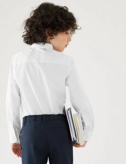M&S Collection 2pk Boys' Cotton Slim Fit School Shirts (2-18 Yrs) -Outlet The Tidy Tots Store SD 04 T76 5778S Z0 X EC 2