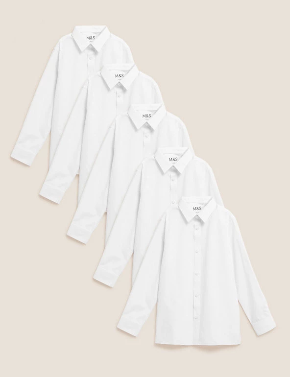M&S Collection Boys' 5pk Regular Fit Easy To Iron School Shirts (2-18 Yrs) 4 M&S Collection Boys' 5pk Regular Fit Easy To Iron School Shirts (2-18 Yrs) - Image 2