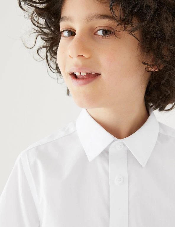 M&S Collection 3pk Boys' Longer Length Easy Iron School Shirts (4-18 Yrs) 5 M&S Collection 3pk Boys' Longer Length Easy Iron School Shirts (4-18 Yrs) - Image 3