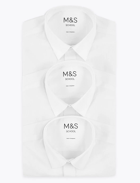 M&S Collection 3pk Boys' Longer Length Easy Iron School Shirts (4-18 Yrs) 8 M&S Collection 3pk Boys' Longer Length Easy Iron School Shirts (4-18 Yrs) - Image 6