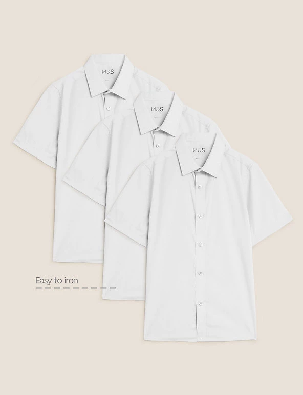 M&S Collection 3pk Boys' Longer Length Easy Iron School Shirts (4-18 Yrs) 4 M&S Collection 3pk Boys' Longer Length Easy Iron School Shirts (4-18 Yrs) - Image 2