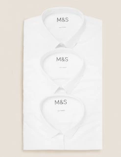 M&S Collection 3pk Boys' Easy Iron School Shirts (2-16 Yrs) -Outlet The Tidy Tots Store SD 04 T76 5812 Z0 X EC 7