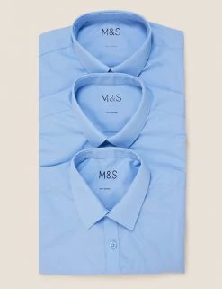 M&S Collection 3pk Boys' Slim Easy Iron School Shirts (2-16 Yrs) -Outlet The Tidy Tots Store SD 04 T76 5813 E0 X EC 7
