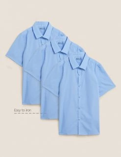 M&S Collection 3pk Boys' Slim Easy Iron School Shirts (2-16 Yrs) -Outlet The Tidy Tots Store SD 04 T76 5813 E0 X EC 90
