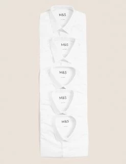 M&S Collection Boys' 5pk Regular Fit Easy To Iron School Shirts (2-18 Yrs) -Outlet The Tidy Tots Store SD 04 T76 5814 Z0 X EC 7