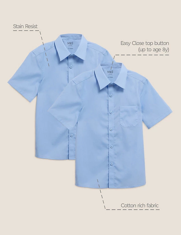 M&S Collection 2pk Boys' Non-Iron School Shirts (2-18 Yrs) 10 M&S Collection 2pk Boys' Non-Iron School Shirts (2-18 Yrs) - Image 8