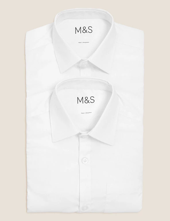 M&S Collection 2pk Boys' Non-Iron School Shirts (2-18 Yrs) 7 M&S Collection 2pk Boys' Non-Iron School Shirts (2-18 Yrs) - Image 5
