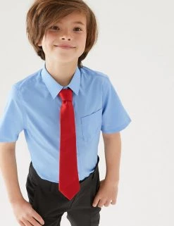 M&S Collection 2pk Boys' Slim Fit Non-Iron School Shirts (2-18 Yrs) -Outlet The Tidy Tots Store SD 04 T76 5883 E0 X EC 0