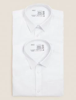 M&S Collection 2pk Boys' Cotton Regular Fit School Shirts (2-18 Yrs) -Outlet The Tidy Tots Store SD 04 T76 5888S Z0 X EC 7