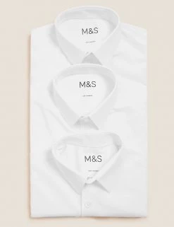 M&S Collection 3pk Boys' Easy Dressing Easy Iron School Shirts (3-18 Yrs) -Outlet The Tidy Tots Store SD 04 T76 5892 Z0 X EC 7