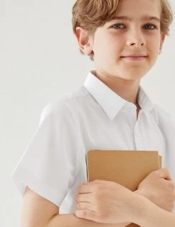 M&S Collection Boys' 2pk Slim Fit Stretch School Shirts (2-18 Yrs) -Outlet The Tidy Tots Store SD 04 T76 5893 Z0 X EC 1