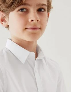 M&S Collection Boys' 2pk Skinny Fit Stretch School Shirts (2-18 Yrs) -Outlet The Tidy Tots Store SD 04 T76 5895 Z0 X EC 1