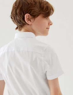 M&S Collection Boys' 2pk Skinny Fit Stretch School Shirts (2-18 Yrs) -Outlet The Tidy Tots Store SD 04 T76 5895 Z0 X EC 2