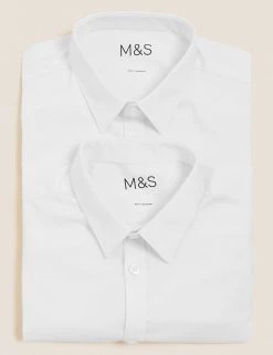 M&S Collection Boys' 2pk Skinny Fit Stretch School Shirts (2-18 Yrs) -Outlet The Tidy Tots Store SD 04 T76 5895 Z0 X EC 7