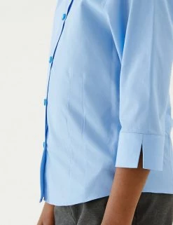 M&S Collection 2pk Girls' 3/4 Sleeve Easy Iron School Shirts (2-16 Yrs) -Outlet The Tidy Tots Store SD 04 T76 5924 E0 X EC 3