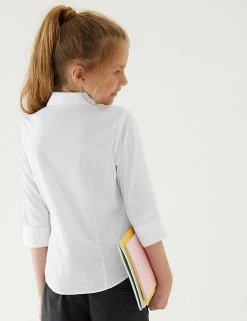 M&S Collection 2pk Girls' 3/4 Sleeve Easy Iron School Shirts (2-16 Yrs) -Outlet The Tidy Tots Store SD 04 T76 5924 Z0 X EC 1