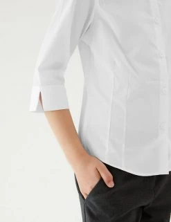 M&S Collection 2pk Girls' 3/4 Sleeve Easy Iron School Shirts (2-16 Yrs) -Outlet The Tidy Tots Store SD 04 T76 5924 Z0 X EC 3