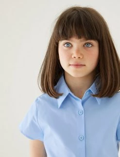 M&S Collection 2pk Girls' Cap Sleeve Easy Iron School Shirts (2-16 Yrs) -Outlet The Tidy Tots Store SD 04 T76 5930 E0 X EC 1