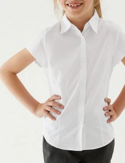 M&S Collection 2pk Girls' Cap Sleeve Easy Iron School Shirts (2-16 Yrs) -Outlet The Tidy Tots Store SD 04 T76 5930 Z0 X EC 2
