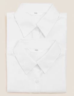 M&S Collection 2pk Girls' Cap Sleeve Easy Iron School Shirts (2-16 Yrs) -Outlet The Tidy Tots Store SD 04 T76 5930 Z0 X EC 7