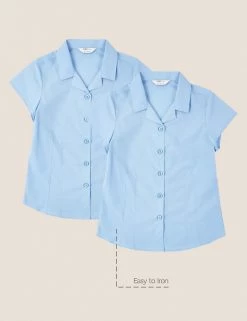 M&S Collection 2pk Girls' Easy Iron School Shirts (2-16 Yrs) -Outlet The Tidy Tots Store SD 04 T76 5931 E0 X EC 90