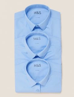 M&S Collection 3pk Girls' Easy Iron School Shirts (2-16 Yrs) -Outlet The Tidy Tots Store SD 04 T76 5946 E0 X EC 7