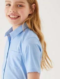 M&S Collection 2pk Girls' Slim Fit Non-Iron School Shirts (2-18 Yrs) -Outlet The Tidy Tots Store SD 04 T76 5984 E0 X EC 1