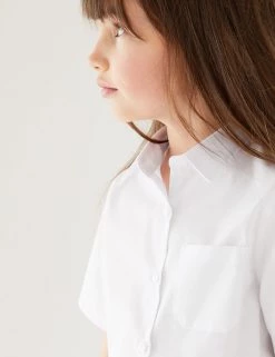 M&S Collection 2pk Girls' Slim Fit Non-Iron School Shirts (2-18 Yrs) -Outlet The Tidy Tots Store SD 04 T76 5984 Z0 X EC 1