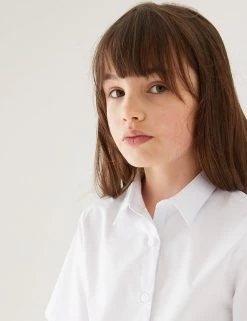 M&S Collection 2pk Girls' Skinny Fit School Shirts (2-18 Yrs) -Outlet The Tidy Tots Store SD 04 T76 5991 Z0 X EC 1