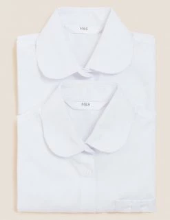 M&S Collection 2pk Regular Fit Easy To Iron School Shirts (2-14 Yrs) -Outlet The Tidy Tots Store SD 04 T76 5992 Z0 X EC 7