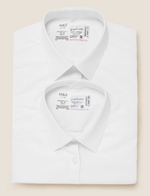 M&S Collection 2pk Girls’ Slim Fit Pure Cotton School Shirts (2-18 Yrs) 8 M&S Collection 2pk Girls’ Slim Fit Pure Cotton School Shirts (2-18 Yrs) - Image 6