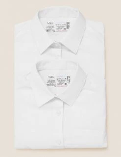M&S Collection 2pk Girls’ Pure Cotton School Shirts (2-18 Yrs) -Outlet The Tidy Tots Store SD 04 T76 5999S Z0 X EC 7