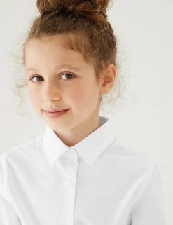 M&S Collection 3pk Girls' Longer Length Easy Iron School Shirts (4-18 Yrs) -Outlet The Tidy Tots Store SD 04 T76 6023L Z0 X EC 1