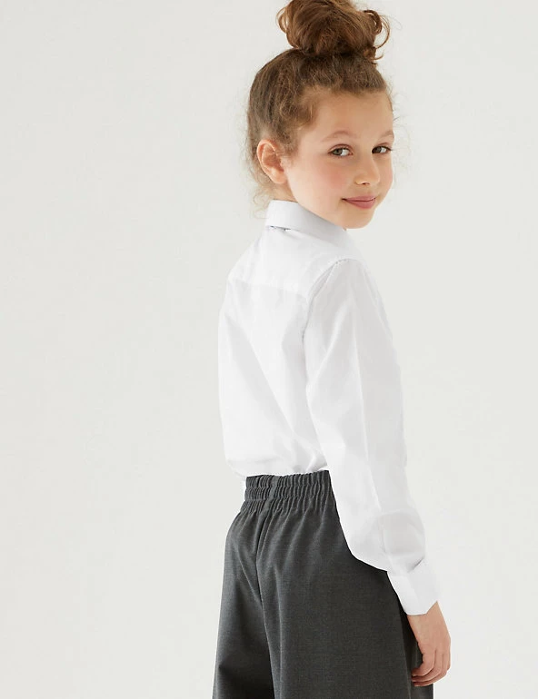 M&S Collection 3pk Girls' Plus Fit Easy Iron School Shirts (4-18 Yrs) 6 M&S Collection 3pk Girls' Plus Fit Easy Iron School Shirts (4-18 Yrs) - Image 4