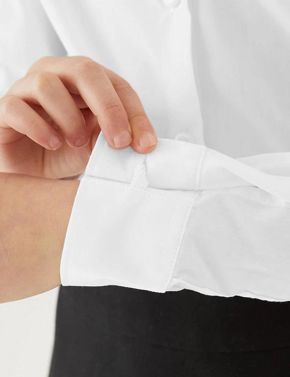 M&S Collection 3pk Girls' Plus Fit Easy Iron School Shirts (4-18 Yrs) 7 M&S Collection 3pk Girls' Plus Fit Easy Iron School Shirts (4-18 Yrs) - Image 5