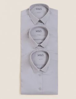 M&S Collection 3pk Girls' Easy Iron School Shirts (2-16 Yrs) -Outlet The Tidy Tots Store SD 04 T76 6023 T0 X EC 7