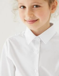 M&S Collection 3pk Girls' Slim Fit Easy Iron School Shirts (2-16 Yrs) -Outlet The Tidy Tots Store SD 04 T76 6024 Z0 X EC 1