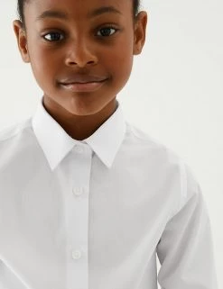 M&S Collection 5pk Girls' Regular Fit Easy To Iron Shirts (2-18 Yrs) -Outlet The Tidy Tots Store SD 04 T76 6025 Z0 X EC 2