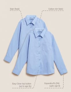 M&S Collection 2pk Girls' Slim Fit Non-Iron School Shirts (2-18 Yrs) 22 M&S Collection 2pk Girls' Slim Fit Non-Iron School Shirts (2-18 Yrs) -Outlet The Tidy Tots Store SD 04 T76 6040 E0 X EC 90