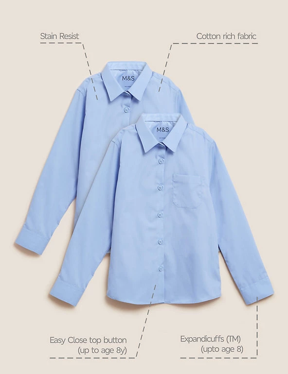 M&S Collection 2pk Girls' Slim Fit Non-Iron School Shirts (2-18 Yrs) 11 M&S Collection 2pk Girls' Slim Fit Non-Iron School Shirts (2-18 Yrs) - Image 9