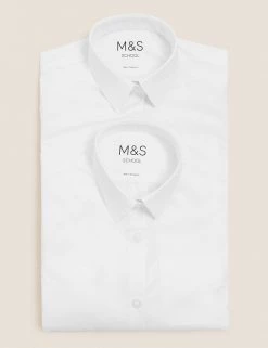 M&S Collection 2pk Girls' Slim Fit Non-Iron School Shirts (2-18 Yrs) 19 M&S Collection 2pk Girls' Slim Fit Non-Iron School Shirts (2-18 Yrs) -Outlet The Tidy Tots Store SD 04 T76 6040 Z0 X EC 7
